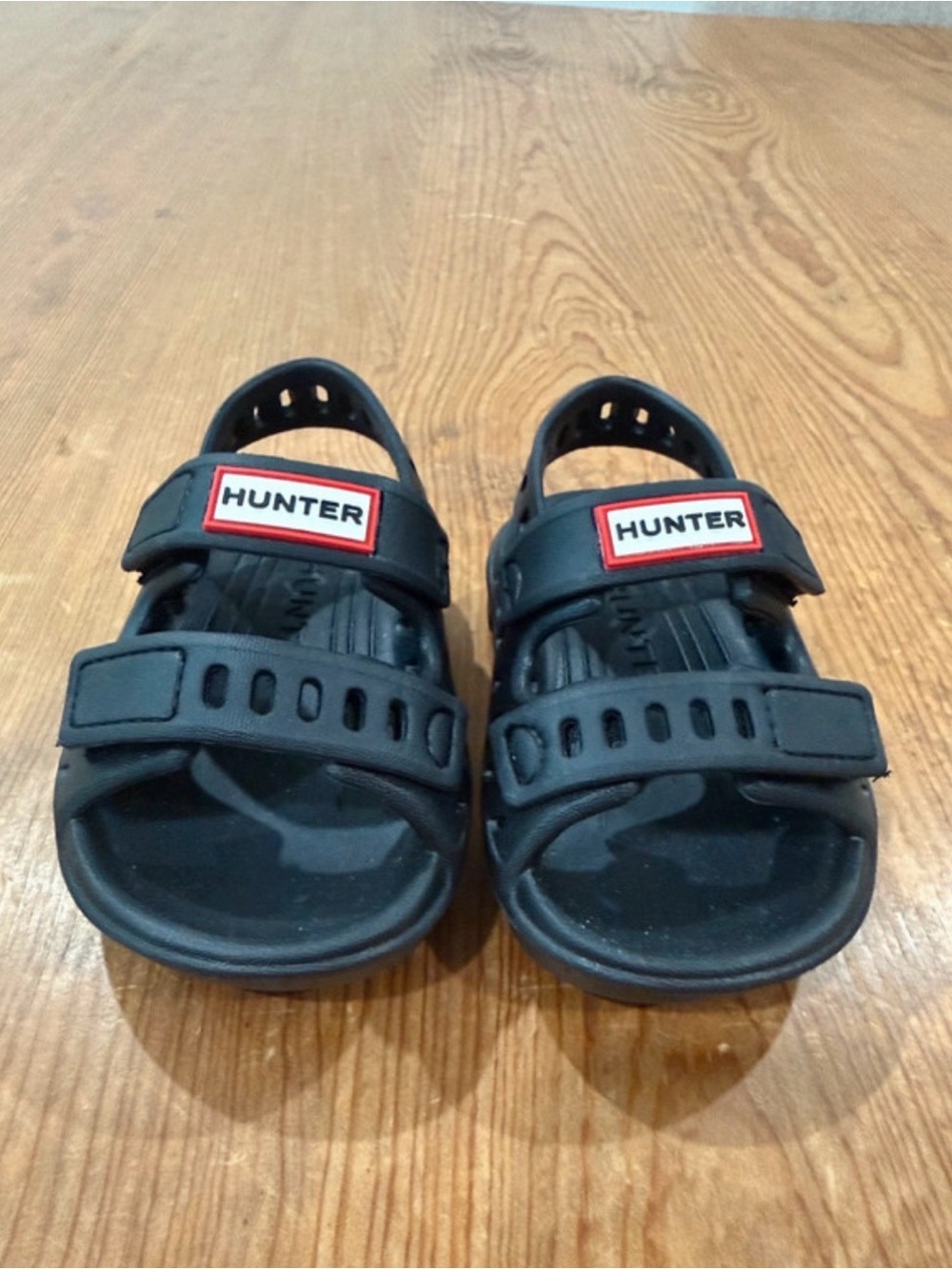 Hunter Black Sandals with Velcro Straps - Toddler